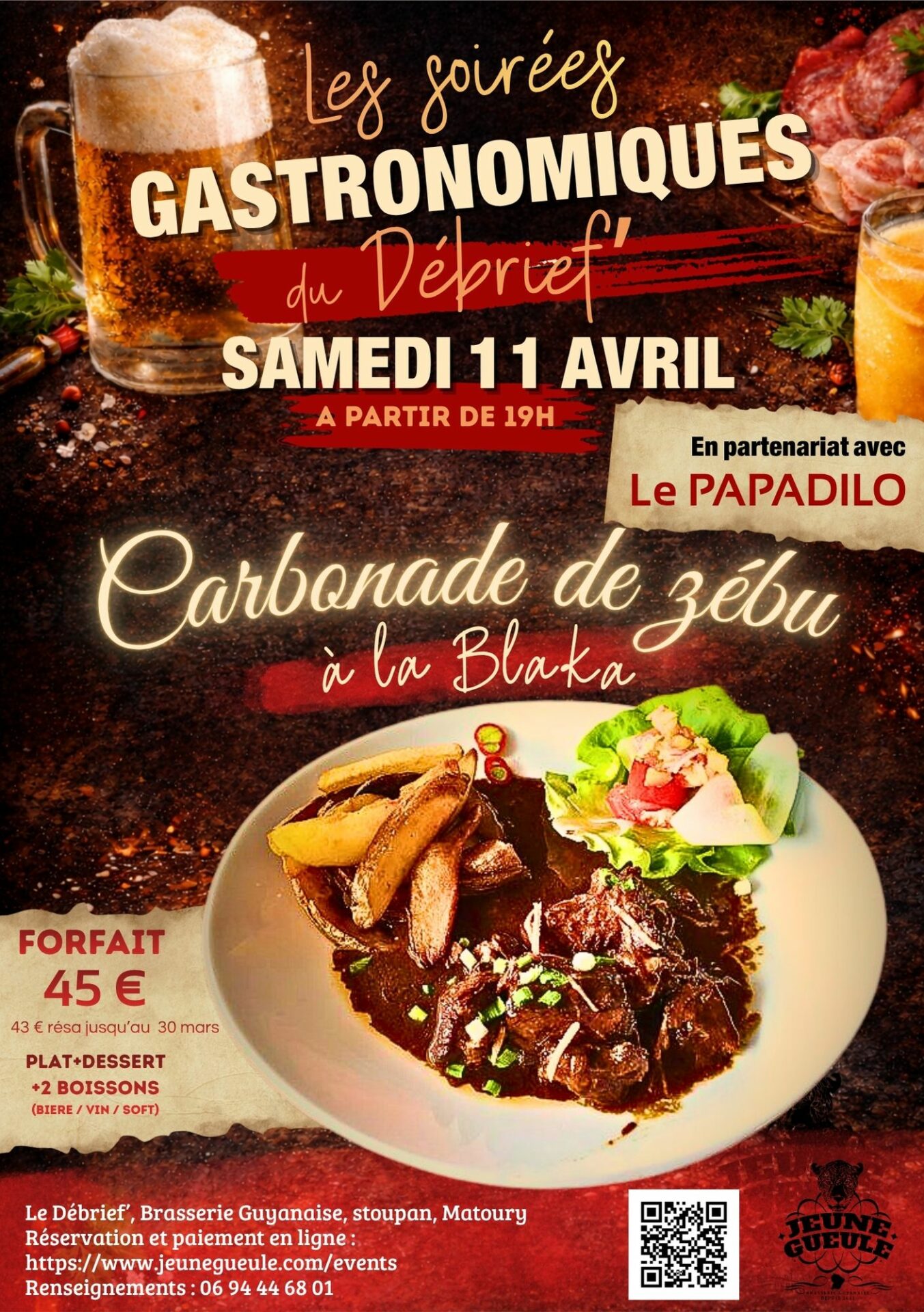 Soirée gastronomique au Débrief&rsquo;